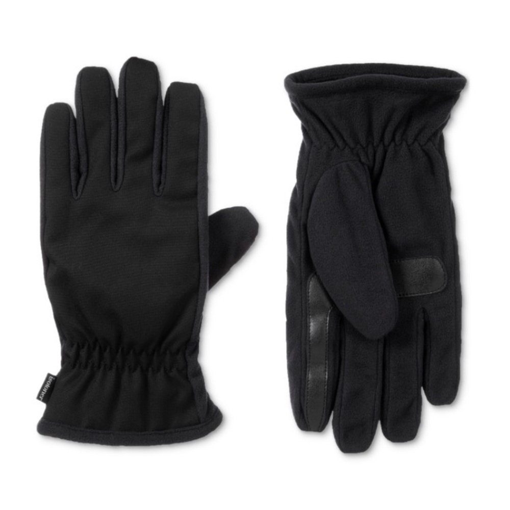 NWT Isotoner Signature Men's Touchscreen Water Repellant Stretch Gloves,Black